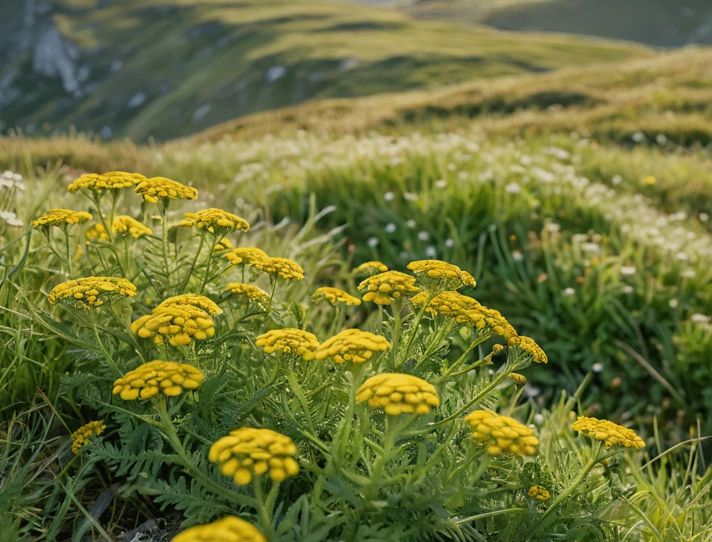 Frische grüne Kräuter im Garten bei Tageslicht — Beitragsbild zu „Bittere Schafgarbe“