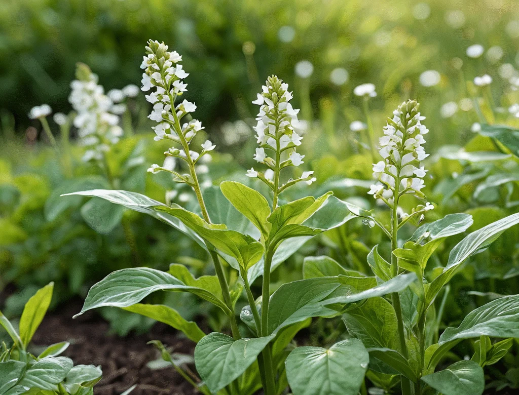 Frische grüne Kräuter im Garten bei Tageslicht — Beitragsbild zu „Breitwegerich“
