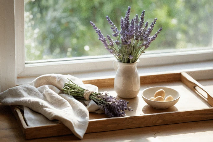 Frische Blüten und eine helle Kerze — Beitragsbild zu „Ein Morgenritual gestalten, das man auch durchhält“