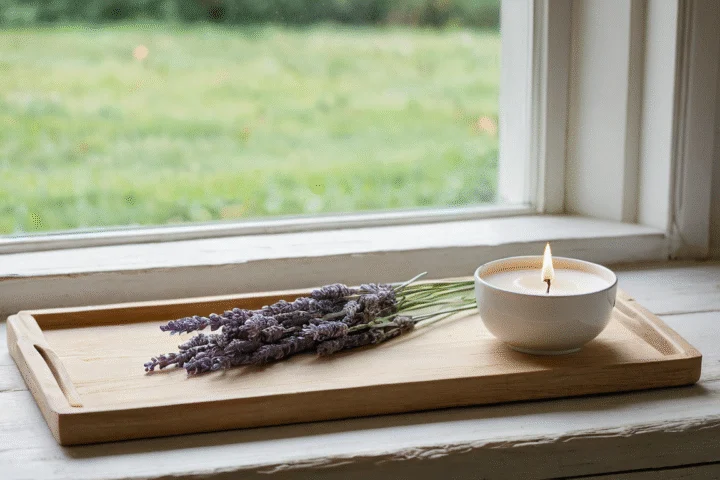 Frische Blüten und eine helle Kerze — Beitragsbild zu „Einen Altar einrichten: Aufbau, Gegenstände und Pflege“