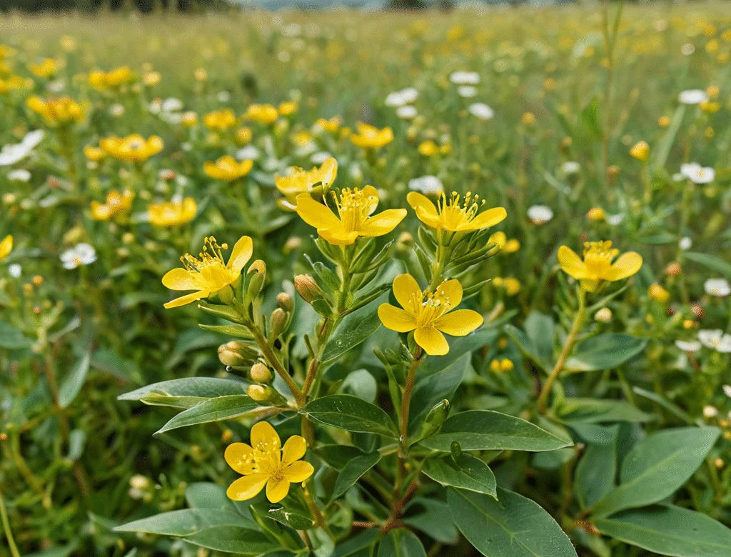 Frische grüne Kräuter im Garten bei Tageslicht — Beitragsbild zu „Johanniskraut“