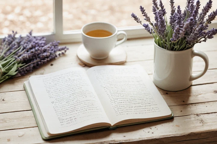 Ein offenes Notizbuch mit leeren Seiten — Beitragsbild zu „Journaling beginnen: Formate, Fragen und Hürden“
