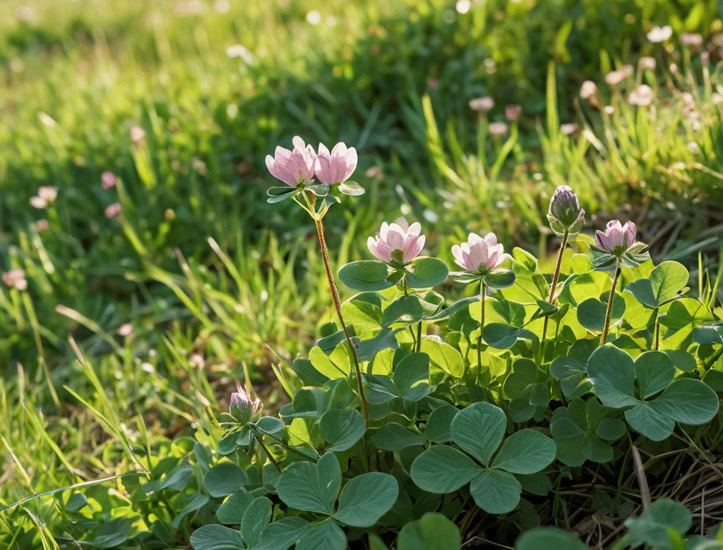 Frische grüne Kräuter im Garten bei Tageslicht — Beitragsbild zu „Klee“