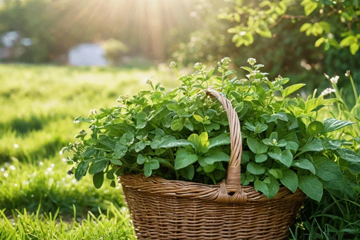 Frische grüne Kräuter im Garten bei Tageslicht — Beitragsbild zu „Kräuter richtig trocknen und lagern — Tipps für eine lange Haltbarkeit“