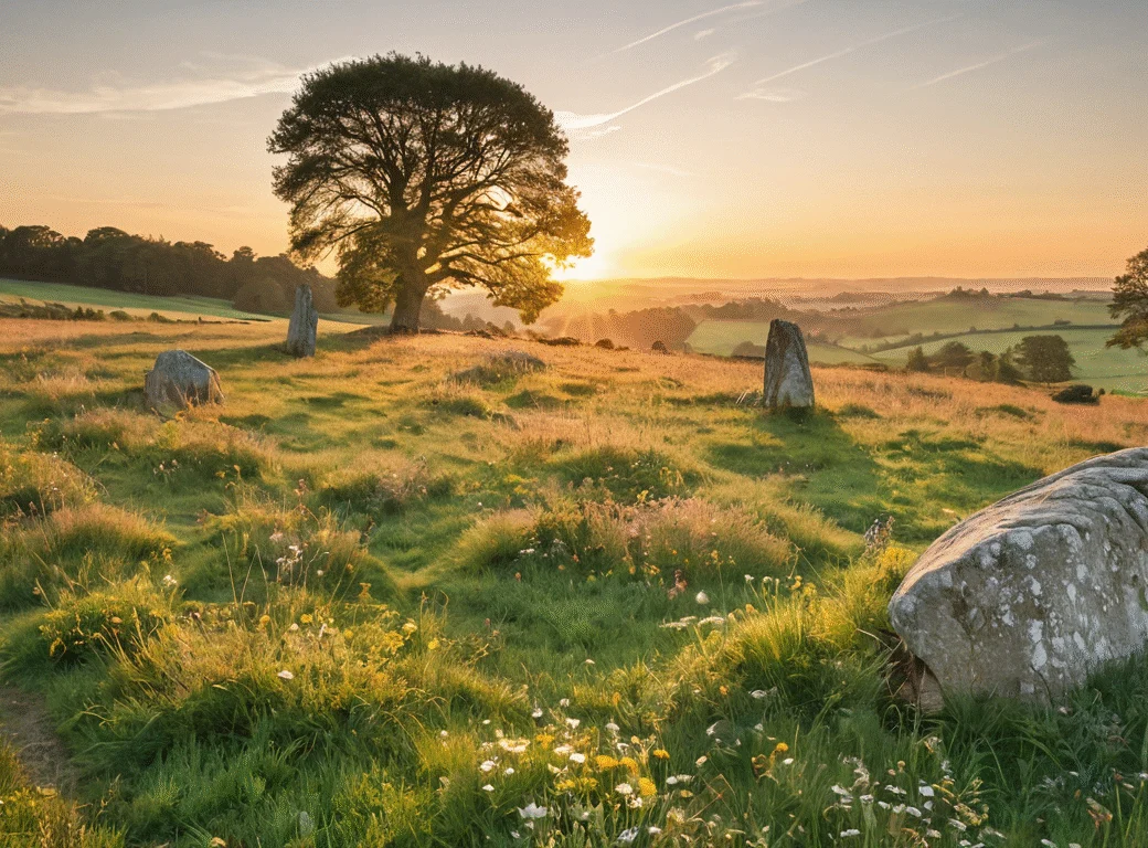 Eine Landschaft in der Jahreszeit des Themas — Beitragsbild zu „Litha: Die Sommersonnenwende und was sich um sie rankt“