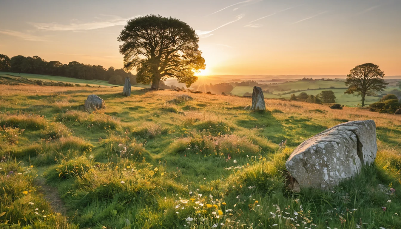Eine Landschaft in der Jahreszeit des Themas — Beitragsbild zu „Litha: Die Sommersonnenwende und was sich um sie rankt“