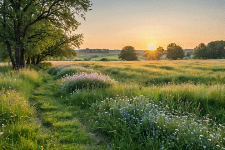 Eine Landschaft in der Jahreszeit des Themas — Beitragsbild zu „Mabon: Herbst-Tagundnachtgleiche und Erntedank“