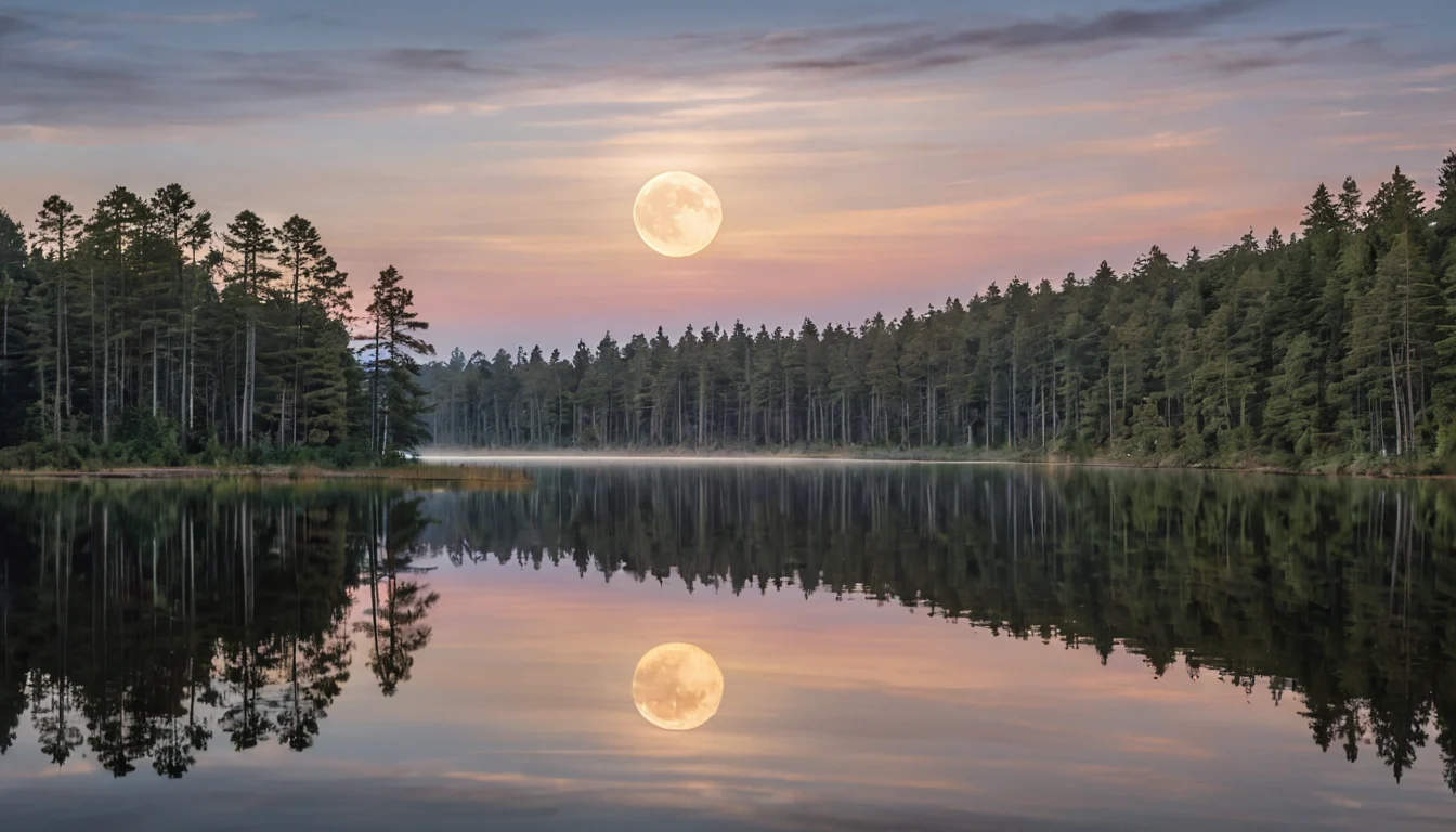 Der Mond am Abendhimmel über einer Landschaft — Beitragsbild zu „Mondphasen verstehen: Astronomie, Rhythmus und Deutungstradition“
