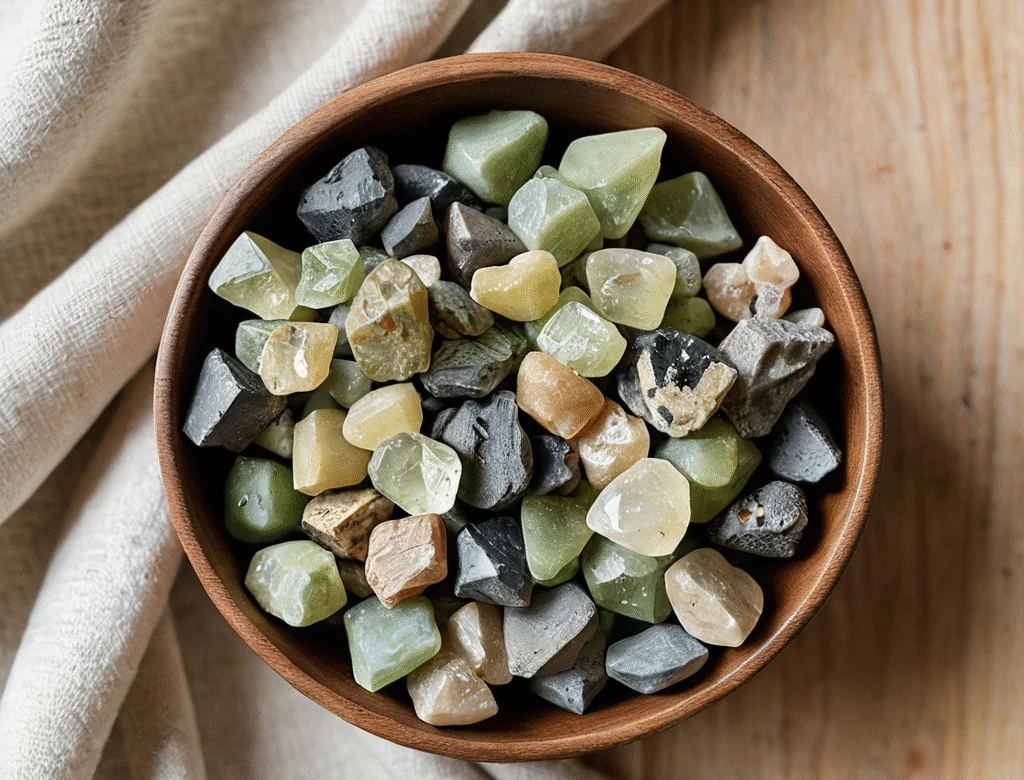Unbearbeitete Kristalle im Tageslicht — Beitragsbild zu „Peridot“