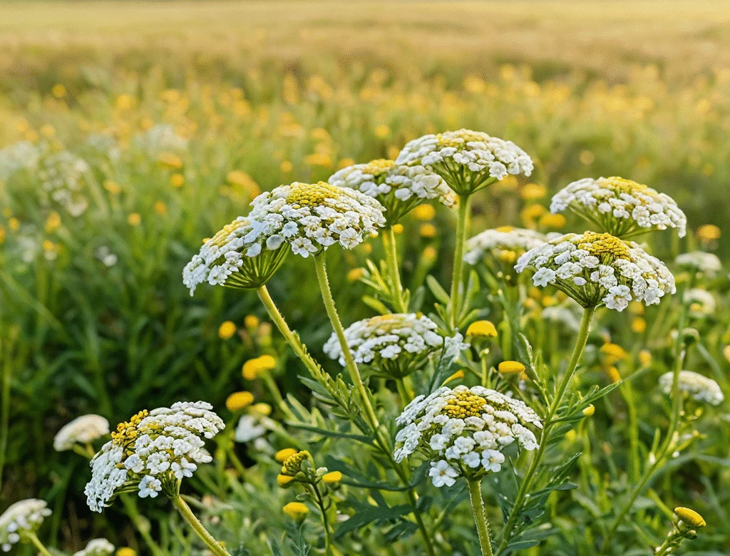 Frische grüne Kräuter im Garten bei Tageslicht — Beitragsbild zu „Schafgarbe“