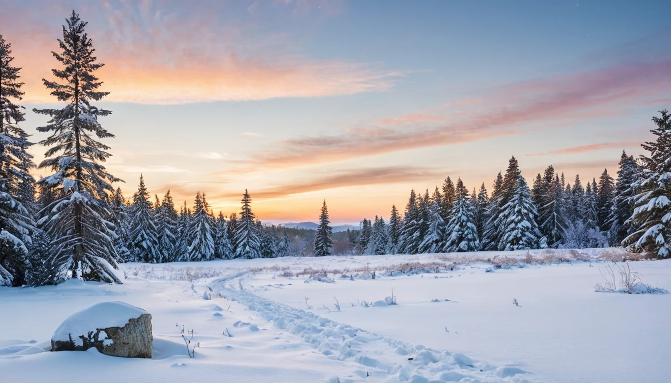 Eine Landschaft in der Jahreszeit des Themas — Beitragsbild zu „Yule und die Wintersonnenwende: Astronomie und Brauchtum“