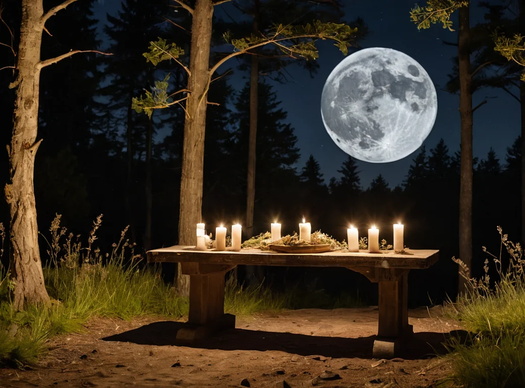 Der Mond am Abendhimmel über einer Landschaft — Beitragsbild zu „Vollmond: Bedeutung in Natur und Brauchtum“