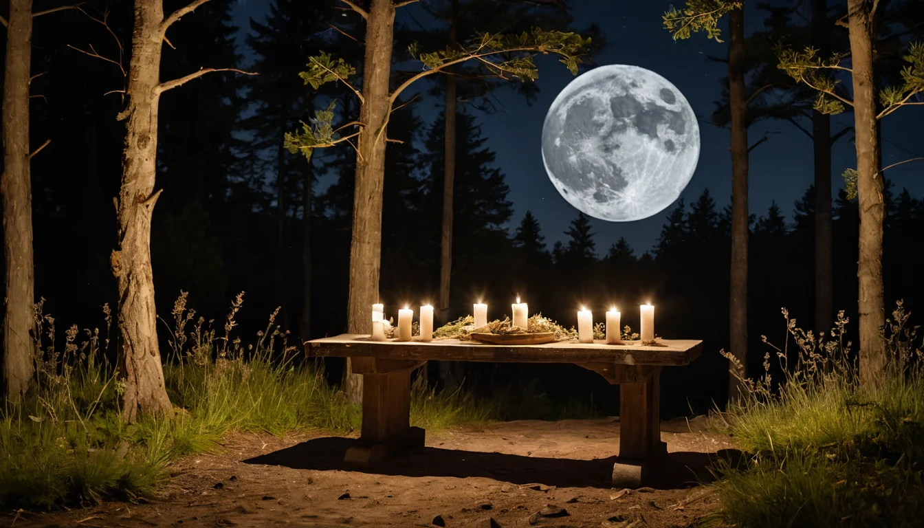 Der Mond am Abendhimmel über einer Landschaft — Beitragsbild zu „Vollmond: Bedeutung in Natur und Brauchtum“