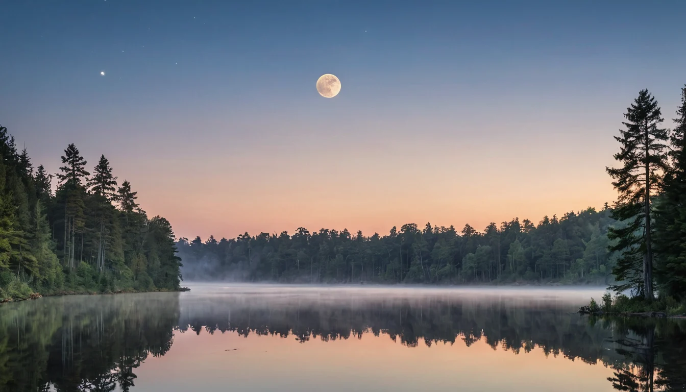 Der Mond am Abendhimmel über einer Landschaft — Beitragsbild zu „Was bedeutet der Vollmond in Natur und Kultur?“
