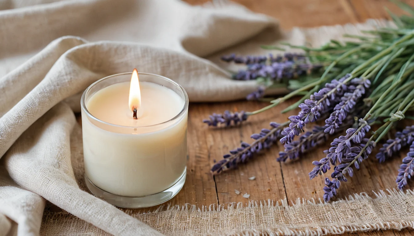 Frische Blüten und eine helle Kerze — Beitragsbild zu „Was bedeutet die Flamme in der Kerzenmagie?“