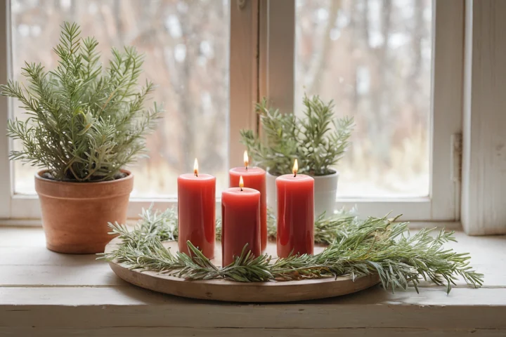 Frische Blüten und eine helle Kerze — Beitragsbild zu „Adventsrituale im Jahresrhythmus“